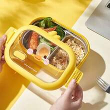Stainless Steel Divided Lunch Box, Double Layer Student Lunch Box, Office Lunch Box, Lunch Box, Water-Filled Insulated Lunch Box, Portable Large Capacity Lunch Box, Easy To Carry, Divided Lunch Box, Student Back To School Supplies - Multicolor - View 3