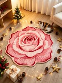 1pc Pink Blooming Rose Decor Rug, Living Room Decor, Bedroom Rug, Rug, Home Decor, Living Room Rug, Living Room Small Rug, Bedroom Rug, Living Room Home Decor, Outdoor Rug, Washable Rug - Multicolor 2 - View 3