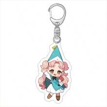 1pc Pointy Hat Magic Workshop Chibi Acrylic Keychain, Cocoa Chiffon Agate Anime Peripheral Pendant, Backpack Bag Charm Small Gift - Multicolor - View 5