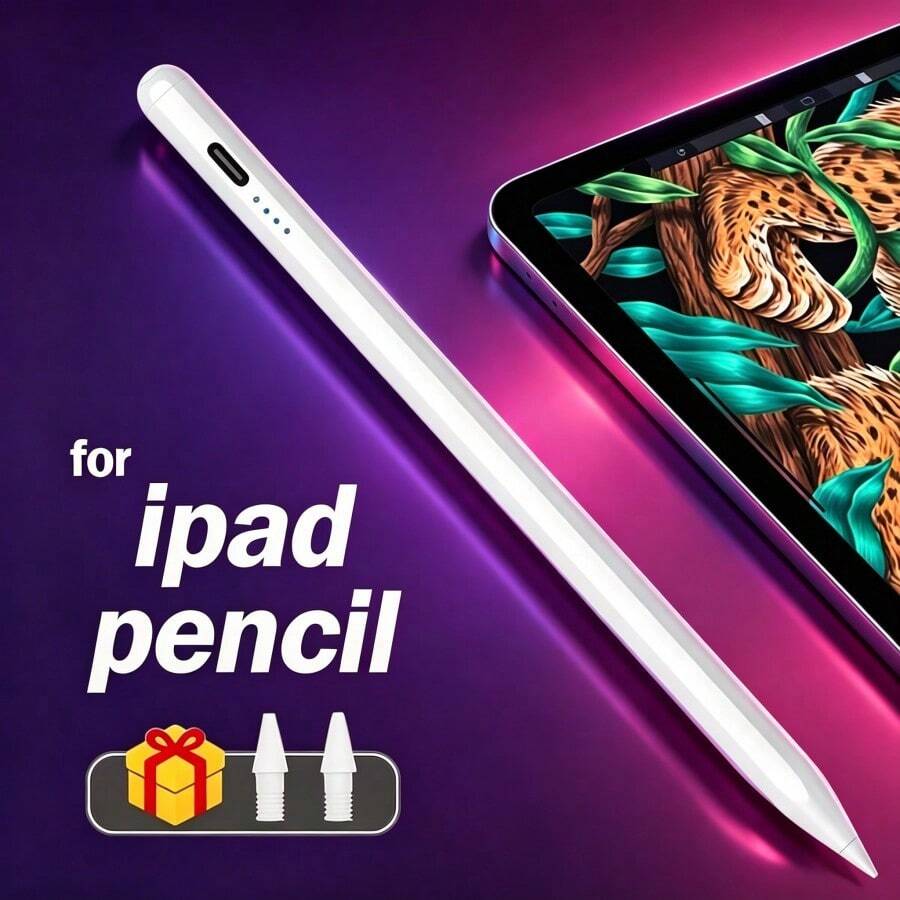[Apple Pencil] Pensil Kompatibel Apple - Stylus Pengisian Cepat, Sensitivitas Kemiringan, Desain Magnetik, Penolakan Sentuhan Telapak Tangan - Kompatibel dengan Apple 2018-2024, Generasi ke-6-10/ Pro 11 Inci dan 12,9 Inci Generasi ke-3-5/ Air Generasi ke-3-5/ Mini Generasi ke-5/6, Kompatibel dengan Stylus iPad