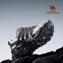 CAMEL CROWN 女士徒步鞋，新款轻便透气春夏户外运动鞋，防滑 - 灰/黑 - 查看 7