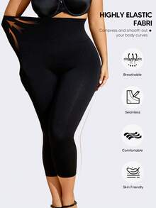 Women's Plus Size High Waist Tummy Control Butt Lifting Shaping Leggings - Black - View 4