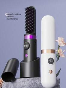 2-In-1 Rechargeable Hair Straightener Brush,Curling Iron,Wireless Portable Hair Straightener With Heating Protection,2-In-1 Hair Straightener With LED Digital Display,Suitable For Dorm,Home,Great Gift Idea,Holiday Essentials,Travel Essentials - Multicolor - View 12