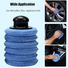 8PCS Round Car Wash Sponge Pads, Ultra-Fine Microfiber Waxing & Polishing Pads, Easy Waxing & Polishing, Car Paint Care, Practical Self-Service Car Wash Accessories - Fiber Waxing Sponge - View 2