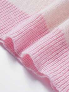 1pc Cute Casual Long Sleeve Color Block Pattern Pullover Sweater For Baby Girls, Spring/Autumn - Pink - View 8