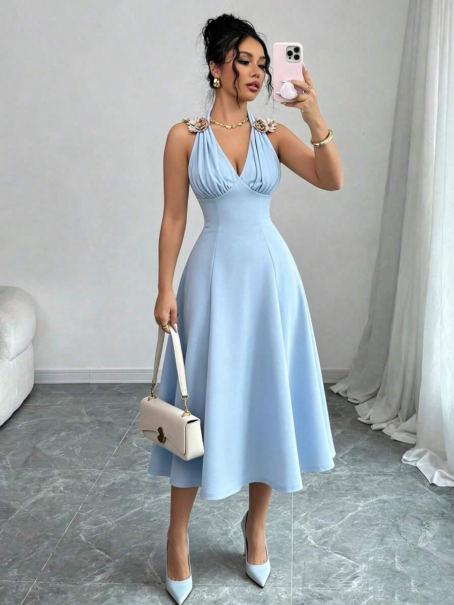 Women Long Dresses - Baby Blue - View 1