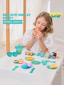 Early Education Realistic Children's Pretend Play Kitchen Utensils Toy Set With Storage Box, Kids Role Play Kitchen Party Gift Toy Set, Children's Day Gift For Boys And Girls, Birthday Gift, Christmas Gift - Multicolor - View 3