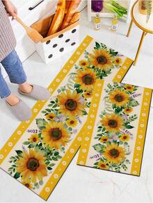 1/2pcs Autumn Sunflower Pattern Vintage Diatomaceous Earth Bath Mat, Super Absorbent, Non-Slip, Perfect For Bathroom, Kitchen And Dining Room, Quick Dry, Ideal Home Decor And Bathroom Mat Gift, Holiday Gift! - Multicolor - View 5