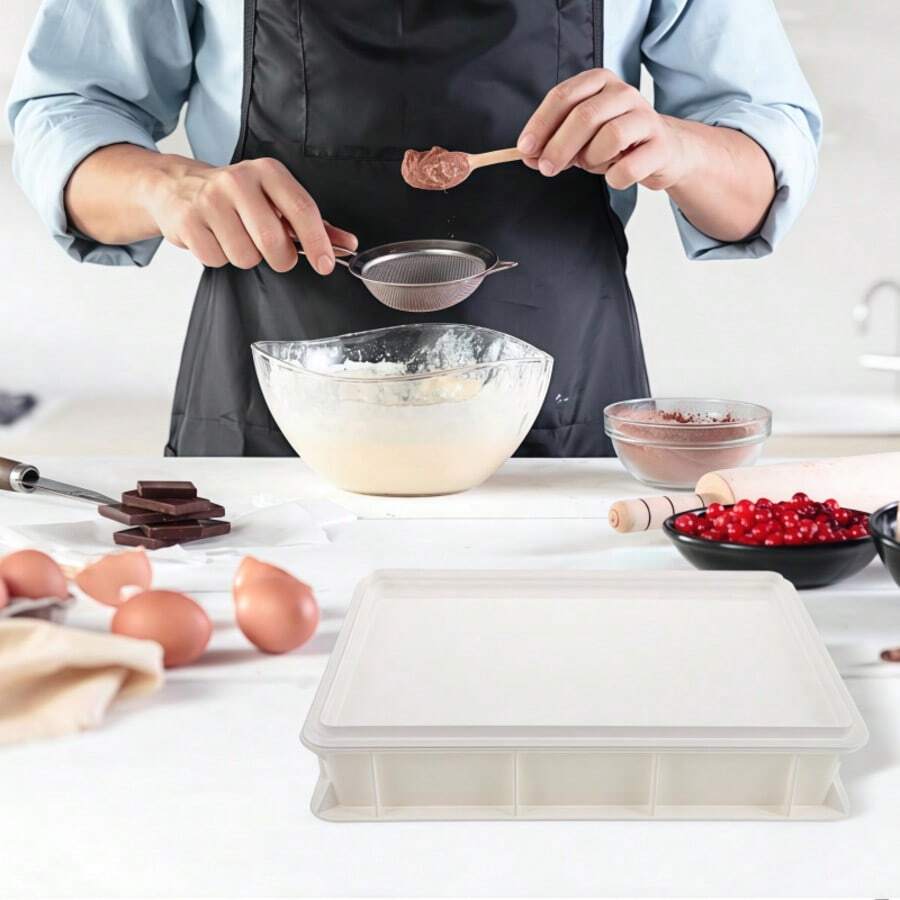 Hộp ủ bột pizza lên men có nắp, 2 hộp + 1 nắp, hộp ủ bột kích thước 30*40*7.5 cm, hộp đựng thực phẩm