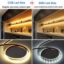 5V USB Powered Dimmable Dual‑Color LED Tape Light, ,COB LED Strip Light, Self‑Adhesive Flexible Under Cabinet Lighting, Warm & White Light For Kitchen Closet Bedroom Home Decor - Multicolor - View 8