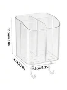 1pc Transparent Toothbrush Holder, Divided Wall-Mounted Storage Rack, Multi-Functional Bathroom Storage Accessory, Creative Drill-Free Bathroom Organizer, For Storing Toothbrush Tools, Combs And Razors, Home Bathroom Decor - Clear - View 6