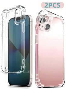 2pcs Shock-Absorbing Transparent Silicone Phone Case, Compatible With Galaxy, Compatible With Redmi And Other Models, TPU Protective Back Cover, Waterproof, Anti-Fall, Anti-Scratch,International Version, Not The Domestic Version - Clear - View 70