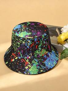 1pc Men's Colorful Graffiti Print Reversible Bucket Hat, Outdoor Fashion Sun Hat - Multicolor - View 2