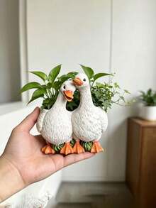 1pc Resin Couple Duck Home Decor Yard Balcony Small Flower Pot Planter - Regular Model - View 5