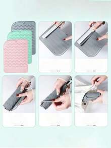 1pc Silicone Heat Resistant Mat, Straightener Heating Pad, Curling Iron Insulation Pad, Styling Tool Mat Cover, Straightener And Curling Iron Heat Resistant Mat, Hair Styling Tool Storage Insulation Mat, Silicone Heat Resistant Tool Mat - Multicolor - View 6