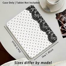 Polka Dot Lace Pattern Painted Effect Tablet Protective Case With Stand, Compatible With Honor 8/9/10/X8/X8A/X9/X8Pro/X9Pro/ MatePad SE 11 Inch/MatePad 11 Inch/11.5 Inch/MatePad Pro And More/Apple 10th Gen/11th Gen 2025 (A16)/ Galaxy Tab A7/A9 And Other Popular Models - Style 17 - View 4