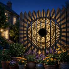 2.Mandala Diamond Design Solar Projection Wall & Table Lantern, Metal Pierced Iron Craft Night Lamp, Flexibleuse Fixture For WallMount, Hanging & Tabletop, Ornament For Desk, Patio, Courtyard, Halloween Christmas Easter Day Of The Dead Festival Decor - Mandala Diamond Pattern Projector Wall Lamp - View 13
