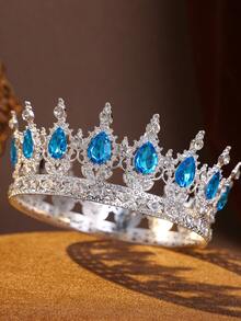Sparkling Clear Crystal Full Crown, High-Quality Silver Tone Bridal Tiara For Special Occasions - Multicolor - View 21