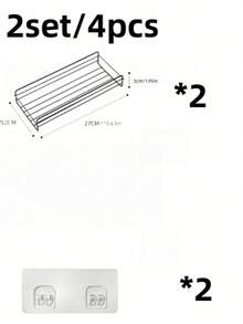 Shower Caddy Bathroom Storage Wall Rack, Drill-Free Adhesive Shower Decor And Accessories - Black - View 13