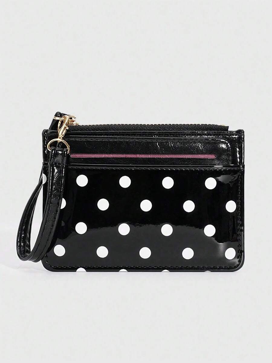 Polka Dot Mini Coin Purse, Fashionable PU Small Wallet, Card Holder, ID Card Storage Bag, Detachable Multi-Layer Ultra-Thin Polka Dot Organizer