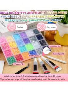 40,000pcs Jelly Rhinestone Set, Multi-Color 3mm Flat Back Resin Rhinestone Gems, Includes 3 Bottles Of 10ml B7000 Glue, Suitable For Diamond Painting DIY Crafts - Multicolor - View 3