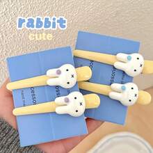 4pcs New Popular Cute Miffy Rabbit Desktop Decoration Ornament, Cute Little Rabbit Decoration Ornament, Perfect Birthday Gift For Family And Friends, Little Surprise, School Start Gift Preferred - Multicolor - View 4