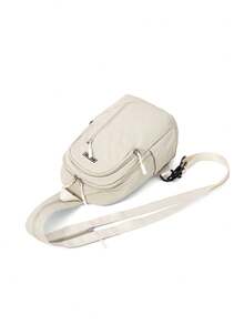 Simple Casual Chest Bag, Brand Sports Single Shoulder Crossbody Small Backpack, Versatile Large Capacity Men's Bag - Beige - View 7