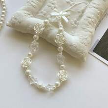 1PC Rose Star Pearl Phone Lanyard, Gentle Girl Bowknot Phone Chain, Short Hand-Carried Hanging Rope - Multicolor - View 2
