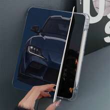 1pc Deep Blue Sports Car Print Tablet Protective Case 3+Y Fold Multi-Angle Magnetic Stand Tablet Case With Pen Slot And Auto Sleep/Wake Function, Compatible With IPad PRO/AIR, Compatible With SAMSUNG, Compatible With Xiaomi Pad 5/6/21, Compatible With OPPO Pad, Compatible With Huawei MatePad, Compatible With Honor Pad - Multicolor - View 5