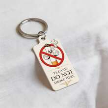 1pc Double-Sided UV Printed Funny No Smoking Keychain Keyring Bag Charm Indoor Hanging Decor Suitable For Daily Use - Red and White - View 10