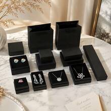 Luxury Black Jewelry Box With Removable Lid, Premium Empty Gift Storage Box For Necklace, Bracelet, Ring, Packaging Display Box - Black - View 2