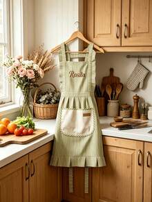 1 buah Celemek Berumbai Bordir yang Dipersonalisasi, Celemek Dapur Bergaris yang Dapat Diatur Ukurannya (Dengan Kantong), Celemek Memanggang yang Disesuaikan, Celemek Memasak Gaya Pedesaan, Aksesori Dapur Rumah Pertanian, Celemek Wanita Vintage, Celemek Bordir Nama yang Disesuaikan, Celemek Memanggang yang Lucu, Set Bunga Pedesaan, Celemek Memasak Rumahan, Celemek Pinggang yang Dapat Diatur Ukurannya, Celemek Barista, Hadiah Dapur Gaya Buatan Tangan - MultiWarna - View 10