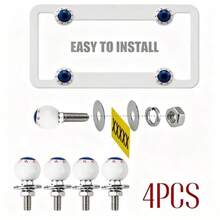 4pcs License Plate Screws, Plastic Eyeball License Plate Frame Bolts With Fixing Nuts, Decorative Car License Plate Frame Bolts, Suitable For Motorcycle License Plate, Frame Screws, Bolts, Caps, Car License Plate Screws - A - View 1
