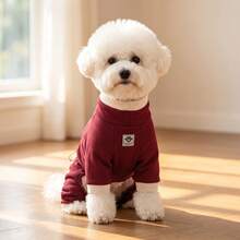 1 buah Jumpsuit Anjing, Pakaian Anjing Minimalis dengan Warna Kontras, Leher Tinggi, Jumpsuit Rumahan Anjing dengan Tali Serut yang Dapat Diatur, Cocok untuk Anjing Kecil/Sedang, Anak Anjing, Kucing, untuk Penggunaan di Luar dan Dalam Ruangan di Cuaca Dingin Musim Gugur/Musim Dingin - Burgundy - View 7