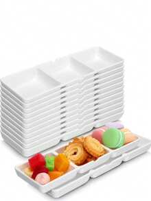 2pcs Appetizer Tray Set, 3-Tier Reusable Stackable Divided Serving Plates, Rectangular Separate Compartment Plates, Suitable For Restaurant Kitchen Candy - View 4