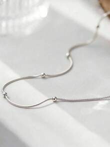 1 dây chuyền nam bằng thép không gỉ dạng xích rắn đính hạt trang trí, phong cách thu hút, phù hợp đeo hàng ngày và dạo phố - vòng cổ - Xem 5