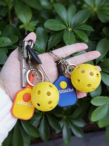Pickleball Keychain, Mini Pickleball Paddle & Ball Bag Charm, Car Keychain, Sports Themed Bag Accessory, Gift For Pickleball Lovers Players Men Women - Multicolor - View 3