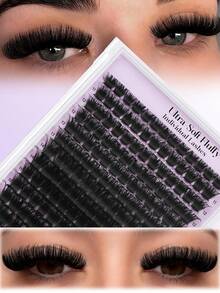 YIDUO 200D Bulu Mata Gugus Lembut, Bulu Mata Individual Ultra Lembut dan Padat, Ekstensi Bulu Mata Cat Eye Wispy DIY untuk Riasan Salon, Hadiah Riasan Liburan - MultiWarna - View 1