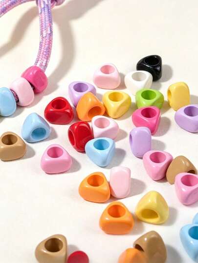 20PCS/Large Hole Triangle Acrylic Beads, Macaron Painted Chunky Beads For Shoe Lace Phone Chain Bag Charm DIY Jewelry Making