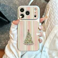 1pc TPU Material Soft Girl Style Christmas Tree Pattern Phone Case Suitable For Apple 17 Pro Max/17/16 Pro Max/15/13/12/11 Large Window Skin Full Coverage Anti-Drop Soft Shell Phone Protective Cover - Silver - View 1