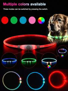 LED Glowing Dog Collar - Type-C USB Rechargeable Flashing Dog Necklace Light - Pet Collar Makes Your Beloved Dog More Visible At Night - Suitable For Small, Medium And Large Dogs - Multicolor - View 3