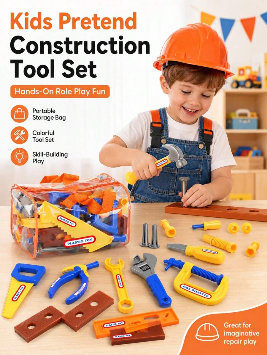 Set Peralatan Bermain Peran Anak 10/20/30pcs, Kotak Peralatan Perbaikan Besar dengan Kotak Penyimpanan, Obeng dan Peralatan Konstruksi Realistis, Mainan Rakitan DIY yang Dapat Dilepas, Set Bengkel Bermain Peran, Hadiah Edukatif untuk Anak Laki-laki dan Perempuan - Berbagai opsi untuk dipilih - View 1