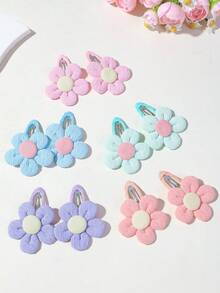 10pcs Multi-Color Floral Hair Clips Cute Princess Children Fabric Hair Accessories Non-Damaging Hair Clips For Daily Use - Multicolor - View 2