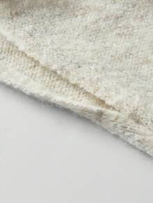 Women's Lace Patchwork Tie Bow Cold Shoulder Sweater, Soft & Cozy Slouchy Loose Slimming Knit Top, Autumn/Winter - Off White - View 6