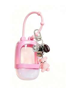 Cute Teddy Bear Filling Squeeze Bottle, Paired With Cute Coffee Pendant, Portable Mini Hand Sanitizer Bottle With Silicone Cover, Leak Proof Design - Multicolor - View 11