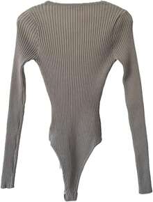Women Sweater Bodysuits - Black - View 2