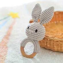Handmade Woven Rabbit Rattle, Baby Shaker Toy, Grasping Toy With Built-In Bell, 3D Cute Design, Detailed, Attracts Baby's Attention, Trains Baby's Hearing, Perfect Birthday, Halloween, Christmas Gift For Baby - Multicolor - View 10