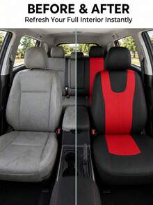 Juego de 9 piezas de fundas para asientos de coche estilo chaleco flexible con ribete decorativo incorporado, protectores de cojín de asiento elásticos y transpirables, aptos para sedanes familiares, SUV y camionetas - Un estilo - Ver 7