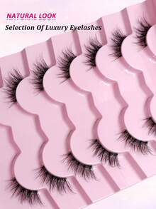 7 Pairs Half Lashes Clear Band Natural False Eyelashes Reusable, Lightweight & Comfortable Corner Eyelashes Soft &Wispy, Perfect For Daily Wear - Black - View 5
