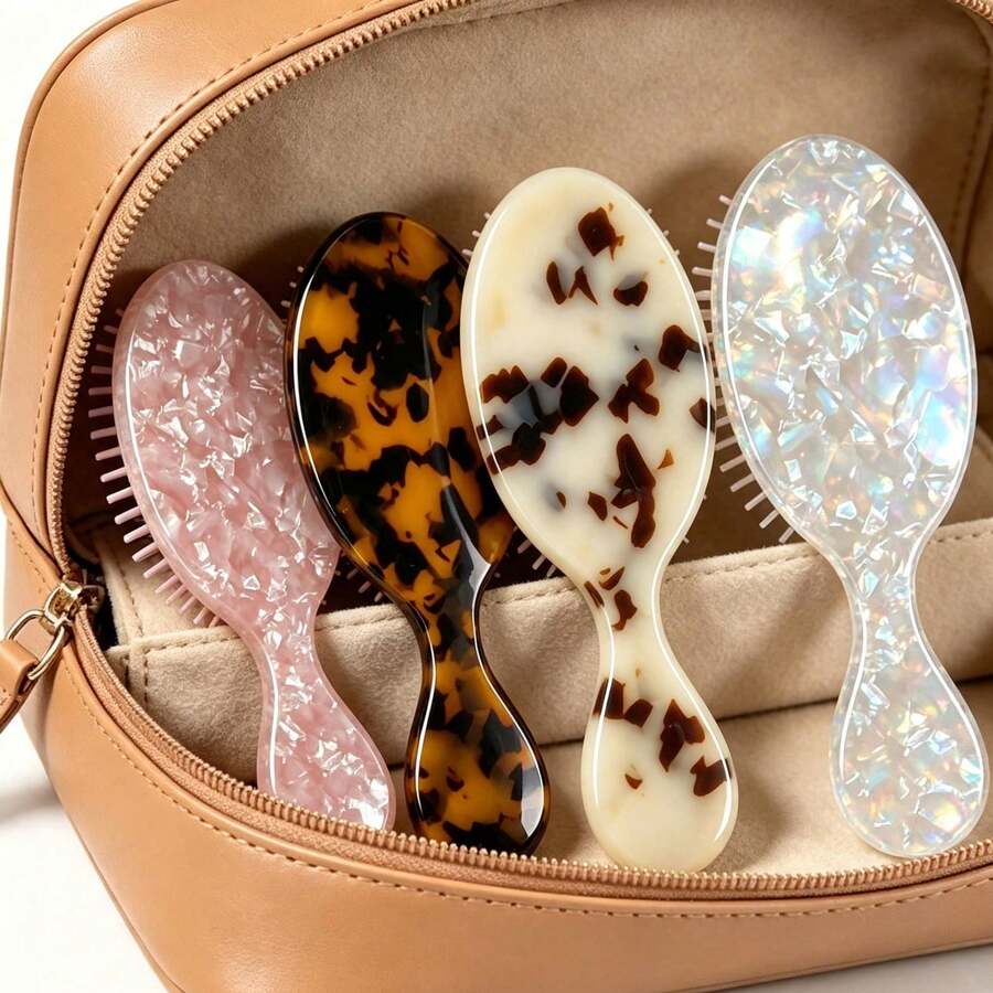 1pc Acetate Fiber Air Cushion Hairbrush With Handle, Portable Styling Comb, Daily Travel Accessory, Suitable For Gift-Giving, Back To School Season, Travel Essential